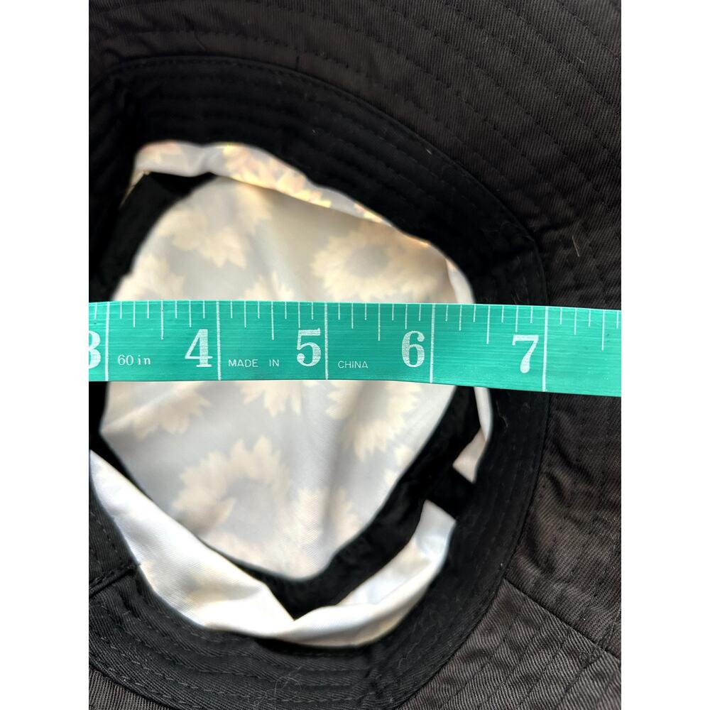 NWOT Sunflower Sun Bucket Hat Womens Black Floral Wide Summer Beach Outdoor - Picture 7 of 7